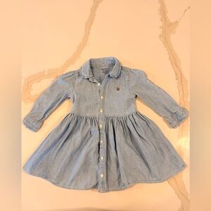 Ralph Lauren Baby Chambray Denim Dress & Bloomers Set 12M